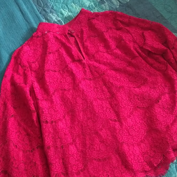 NWT NY&C Magenta Bell-sleeve Lace Blouse Sz M - Picture 6 of 6